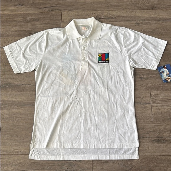 Vintage Deadstock Adidas White Polo Shirt for Men Ivan Lendl size M - Picture 1 of 9